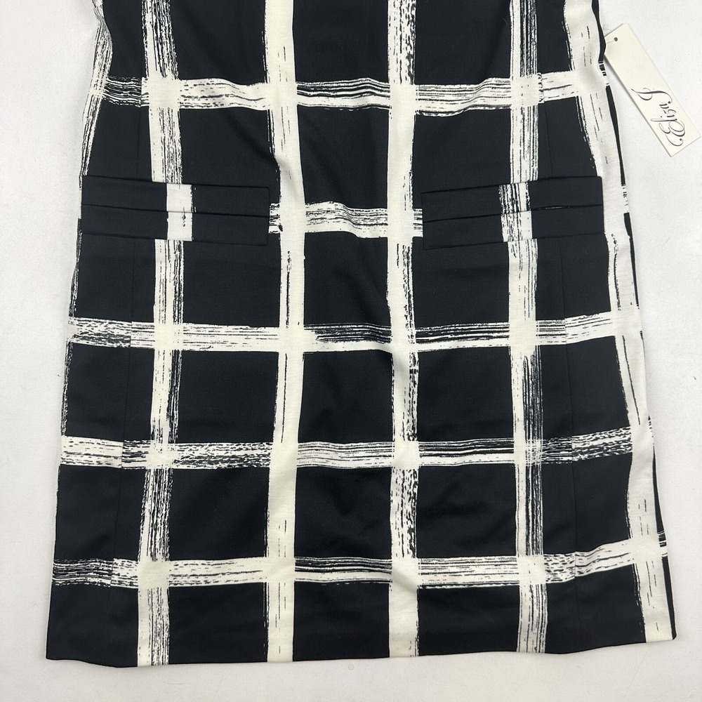 NWT Eliza J Women's Black & White Sleeveless Shift Dress Sz 4 Stretch $138 - Picture 5 of 11